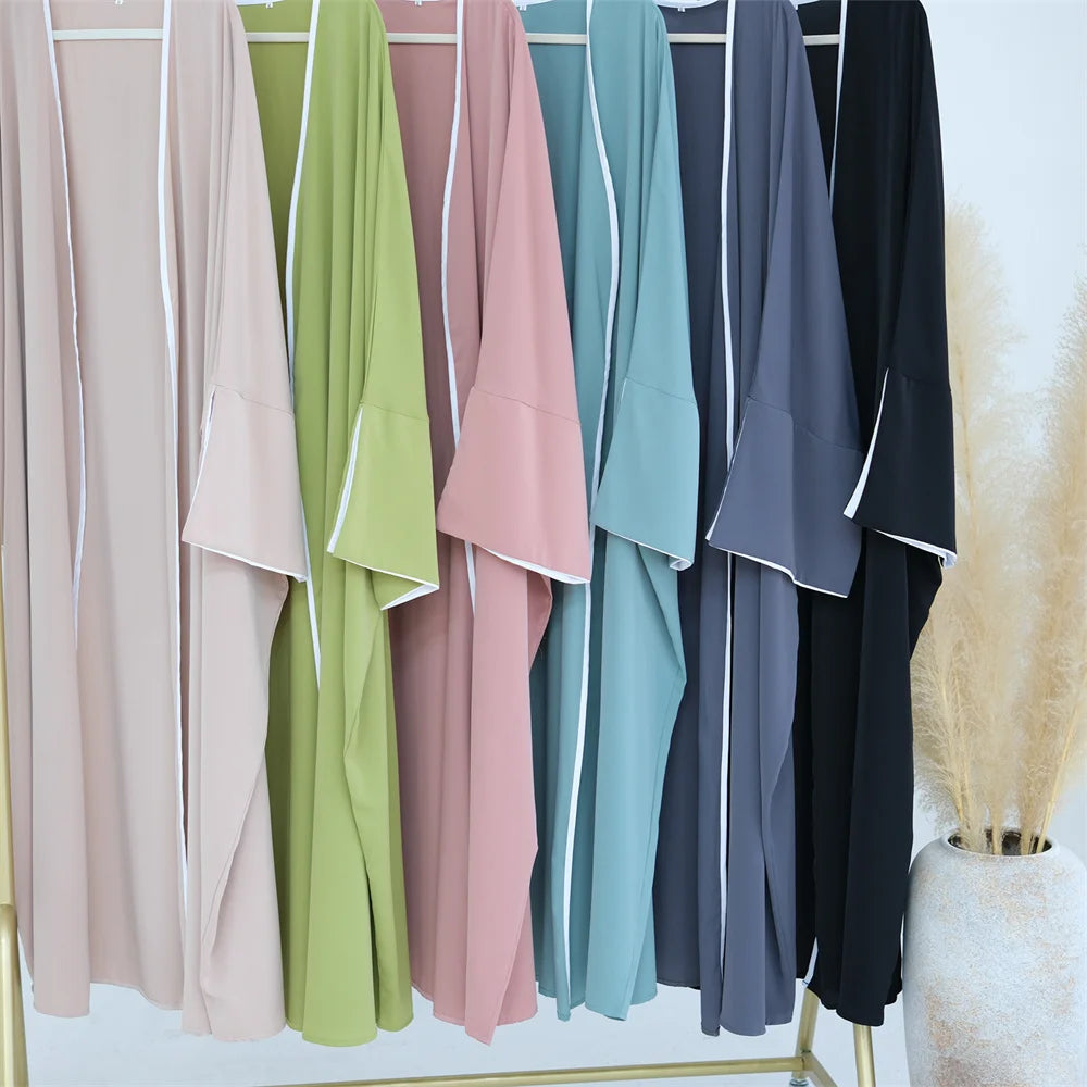 Modest Open Abaya Kimono Kaftan Dubai Islam Muslim Dress Abayas Caftan Marocain Qatar Oman Turkey Clothing For Women Robe Femme