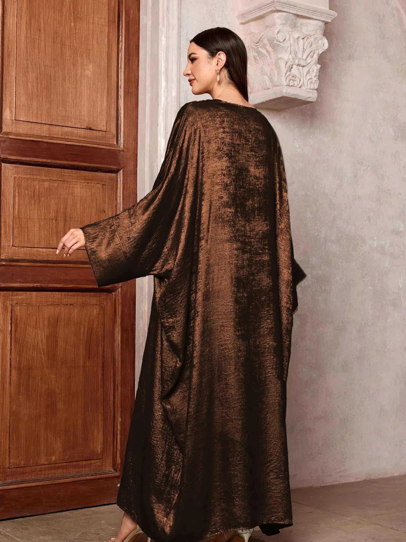 2024 Ramadan Eid Shiny Batwing Satin Open Kimono Abaya Dubai Luxury Muslim Abayas For Women Kaftan Dress Islamic Clothing Femme