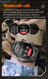 1 ATM Waterproof Smart Sport Watch Men With 450MAh Battery Health Monitoring Bluetooth Call Outdoor Compass Military Smart Watch