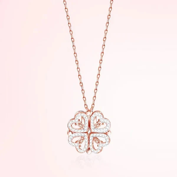 Love Magnetic Pendant Necklace Ladies Clover Necklace Heart Shaped Clover Necklace Lucky 4 In 1 Love Pendant Jewelry Gift