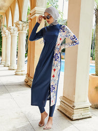 Summer Muslim Women 3 Piece Swimwear Set Hijab Swimsuit Maxi Dress Full Cover Up Islam Summer Abaya Dubai Modest Swimwear 2025