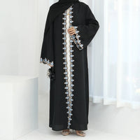 Eid Ramadan Flower Embroidery Abayas for Women Muslim Dress Dubai Open Abaya Turkey Kaftan Kebaya Caftan Marocain Femme Robe New