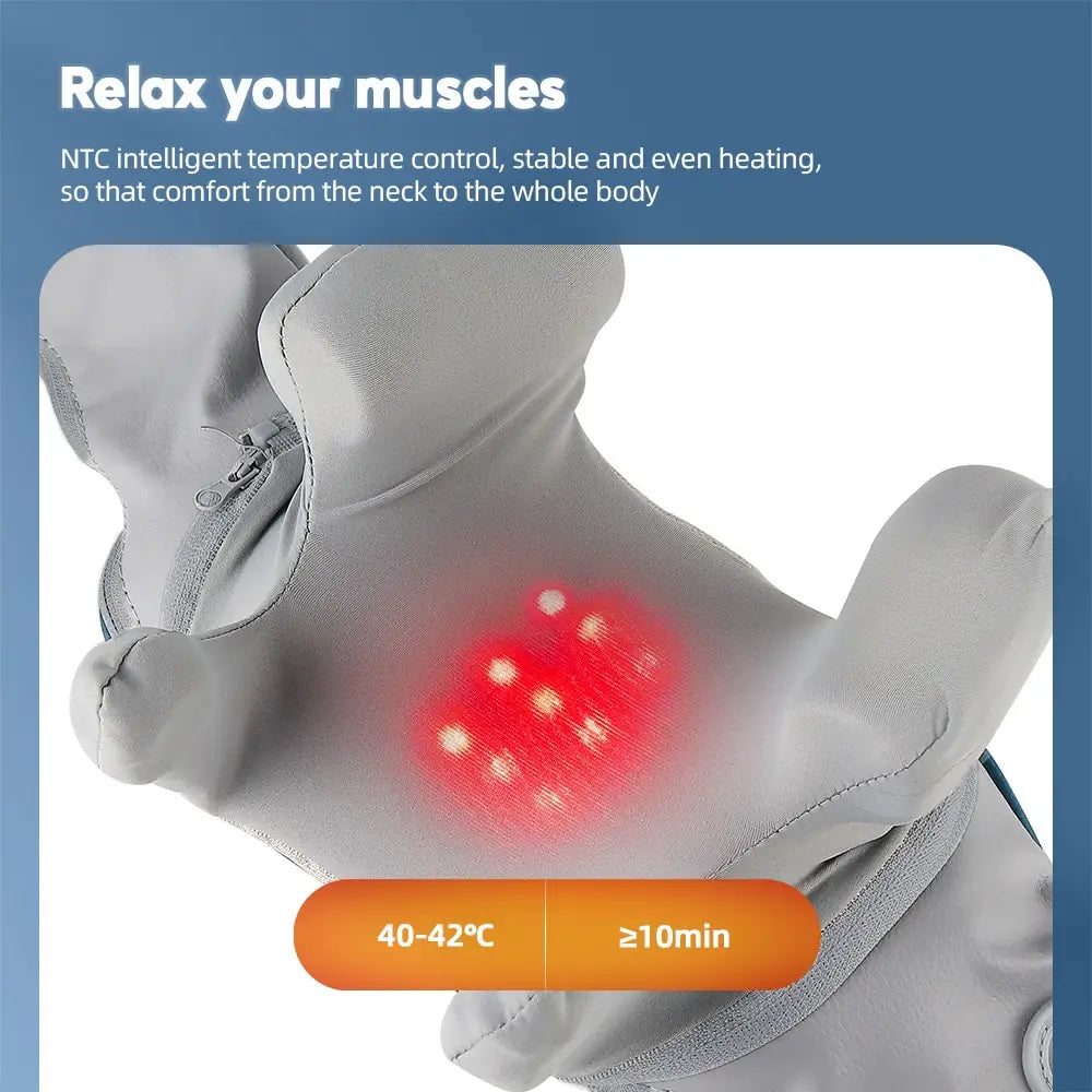 Shiatsu Neck And Back Massager With Soothing Heat Wireless Electric Deep Tissue 5D Kneading Massage Pillow Shoulder Leg Body