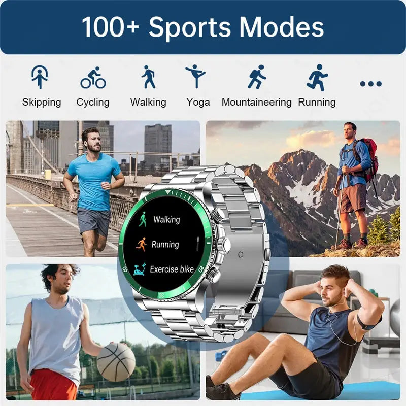 GPS Tracker NFC Smart Watch For Huawei Xiaomi Smart Watch Men's Steel Band AI Voice Smart Watch AMOLED HD Screen Bluetooth Call