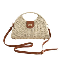 2024 Summer New Artistic Vintage Woven Handbag Single Shoulder Crossbody Bag Beach Vacation Fiberglass Strap Polyester Lining