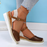 Women Closed Toe Wedge Sandals Summer Buckle Strap Gladiator Shoes Woman Fashion Espadrilles Platform Sandals Sandalias De Mujer