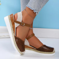 Women Closed Toe Wedge Sandals Summer Buckle Strap Gladiator Shoes Woman Fashion Espadrilles Platform Sandals Sandalias De Mujer