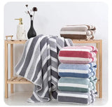 4PCS 70X140CM Soft Stripe Absorbent Microfiber Bath Towel Stripe Towels Quick Drying Absorbent Towels For Bathroom