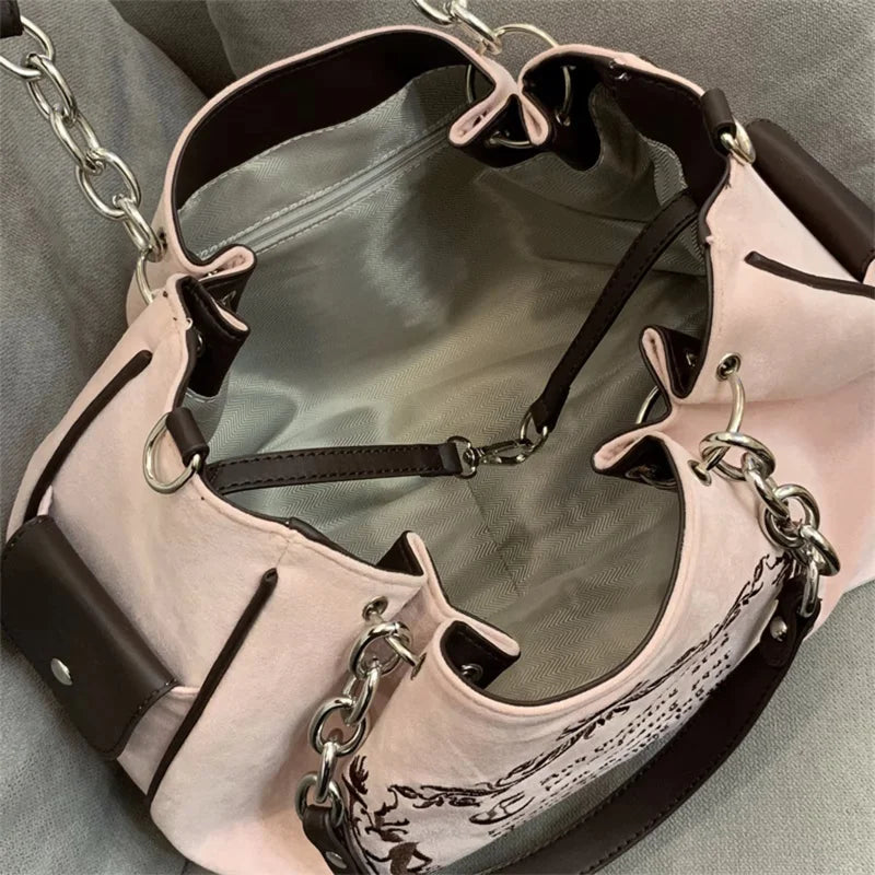 Vintage Letter Y2k Handbag Women Gothic Large Capacity Casual Crossbody Bag Purse Female Harajuku Aesthetic The Tote Bag