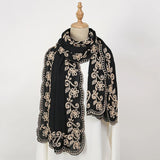 New Embroidery Cotton Hijab Scarf For Women Foulard Elegant Flower Long Scarf Headscarf Wraps Bandana Muslim Hijab Shawl Travel
