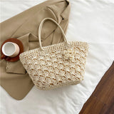 Summer Large Capacity Hand Knitting Straw Bag with Inner Pocket Casual Crochet Beach Handbag Travel Vacation Shopping Tote 2025