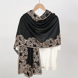 New Embroidery Cotton Hijab Scarf For Women Foulard Elegant Flower Long Scarf Headscarf Wraps Bandana Muslim Hijab Shawl Travel