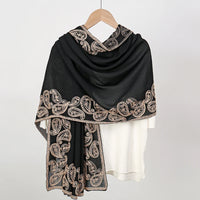 New Embroidery Cotton Hijab Scarf For Women Foulard Elegant Flower Long Scarf Headscarf Wraps Bandana Muslim Hijab Shawl Travel