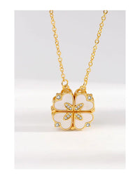 CARLIDANA Luxury Lucky Four Leaf Clover Necklace Love Heart Shell Pendant Choker Necklace for Women Stainless Steel Jewelry Gift