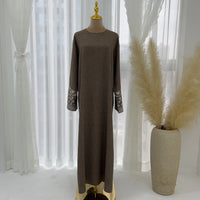 2024 New Embroidery Sleeve Dubai Abaya Middle East Türkiye Elegant Dress Party Gown Eid Ramadan Islam Women Muslim Clothing