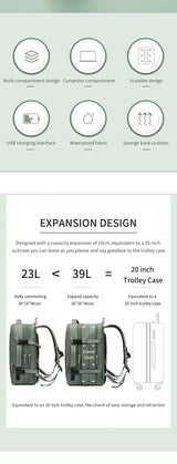 Travel Backpack For Men Expanded 39L hiking Business Laptop Backpack For Women USB charging 17 inch waterproof school Backpack