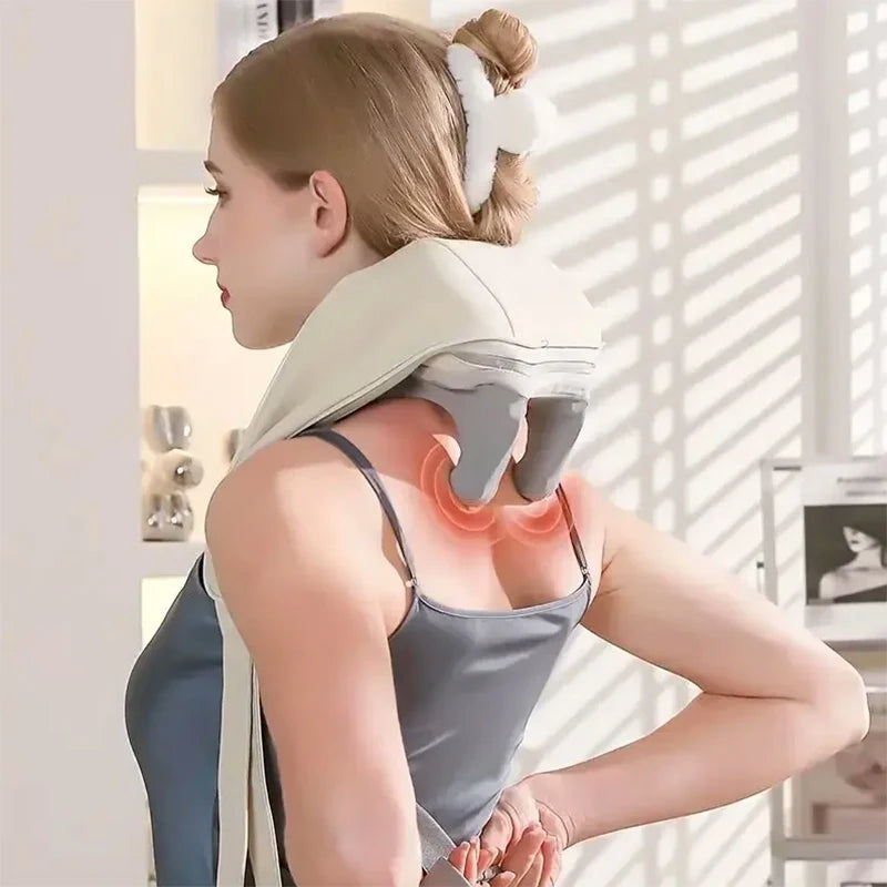 Wireless Neck Massager With Hot Compress Neck And Back Shoulder Shiatsu Kneading Massage Shawl Neck Cervical Relaxing Trapezius