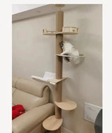 Cat Tree Floor To Ceiling Cat Tower with With Scratching Post Hammock Floor to Ceiling Pet Tree House Pet Furniture Climbing Toy