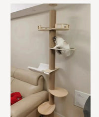 Cat Tree Floor To Ceiling Cat Tower with With Scratching Post Hammock Floor to Ceiling Pet Tree House Pet Furniture Climbing Toy