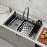 Stainless Steel water fall  kitchen sink Modern Design Handmade Sink with Cup Washer for Bar Cafe Kitchen Island