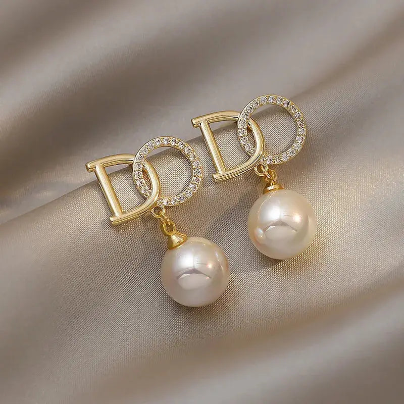 Trendy Elegant Big Simulated Pearl Long Earrings Contracted Statement Drop Earrings For Wedding Party Jewelry Gift