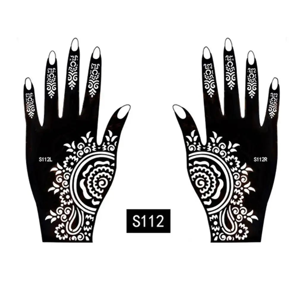 6 Types Fashion Beauty DIY India Henna Sticker Body Art Kit Tattoo Stencils Temporary Hand Decal