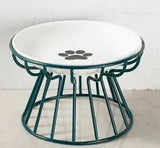 1Set Pet Ceramic Bowl Iron Rack Cat