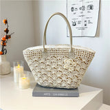 Summer Large Capacity Hand Knitting Straw Bag with Inner Pocket Casual Crochet Beach Handbag Travel Vacation Shopping Tote 2025