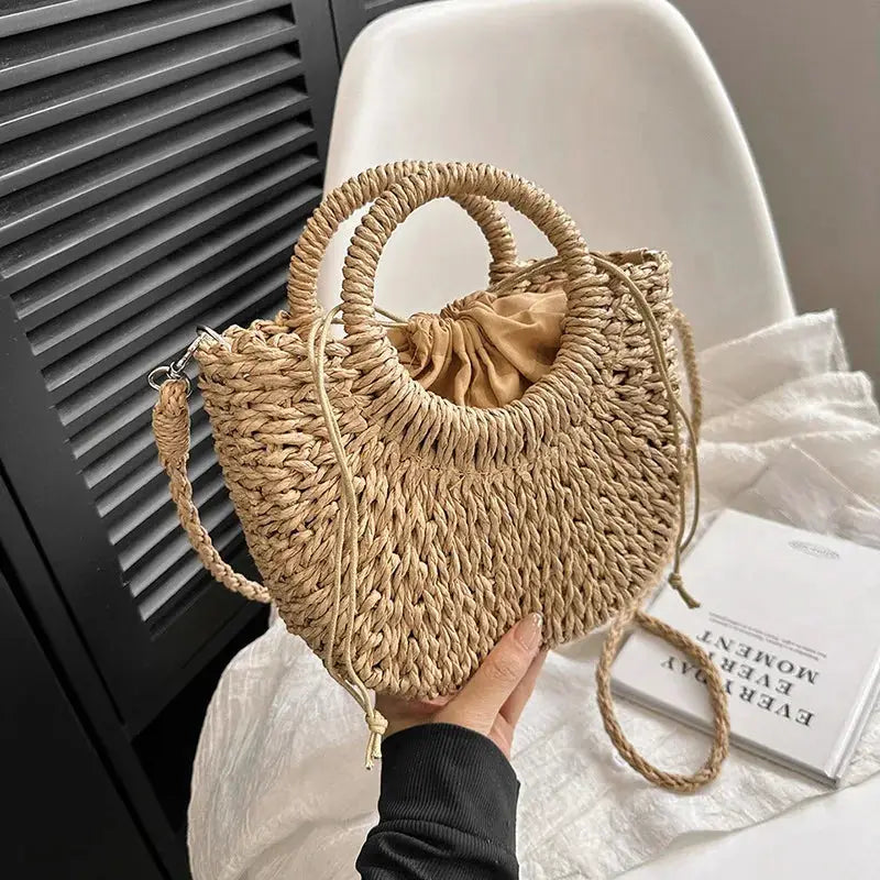 Straw Rattan Beach Handbag