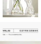 Irregular Transparent Glass Flower Vase 23cm*9cm Big Flower Bottle Tabletop Hydroponic Pot Home Living Room Table Decorations