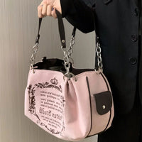 Vintage Letter Y2k Handbag Women Gothic Large Capacity Casual Crossbody Bag Purse Female Harajuku Aesthetic The Tote Bag