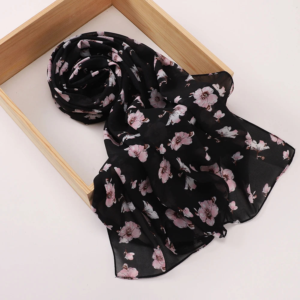Newest Floral Printed Chiffon Scar
