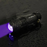 UV Flashlight LED Ultraviolet Torch Zoomable Mini Ultra Violet Lights 395/365nm Inspection Lamp Pet Urine Stain Detector Tools