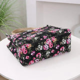 Fashion Floral Print Tote Bag, Portable Canvas Lunch Bag, Women's Casual Handbag & Bento Mommy Bag For Picnic Travel