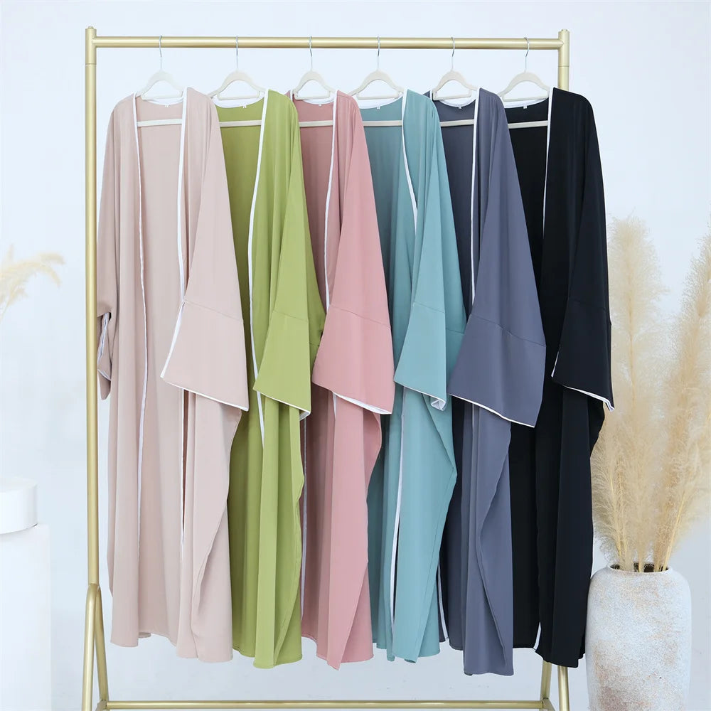 Modest Open Abaya Kimono Kaftan Dubai Islam Muslim Dress Abayas Caftan Marocain Qatar Oman Turkey Clothing For Women Robe Femme