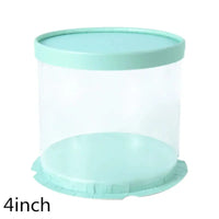 4/6inch Round Cake Box multicolor Transparent Cylindrical Pattern Gifts Rose Bear Packaging Case Baking Birthday Party Decor