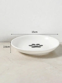 1Set Pet Ceramic Bowl Iron Rack Cat