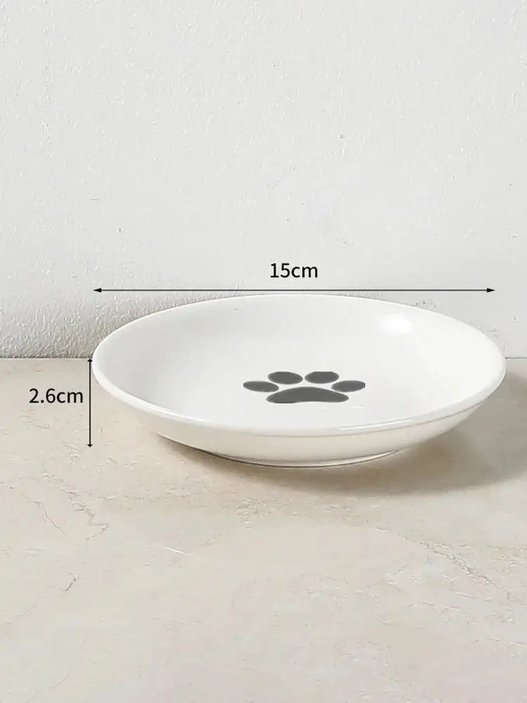1Set Pet Ceramic Bowl Iron Rack Cat