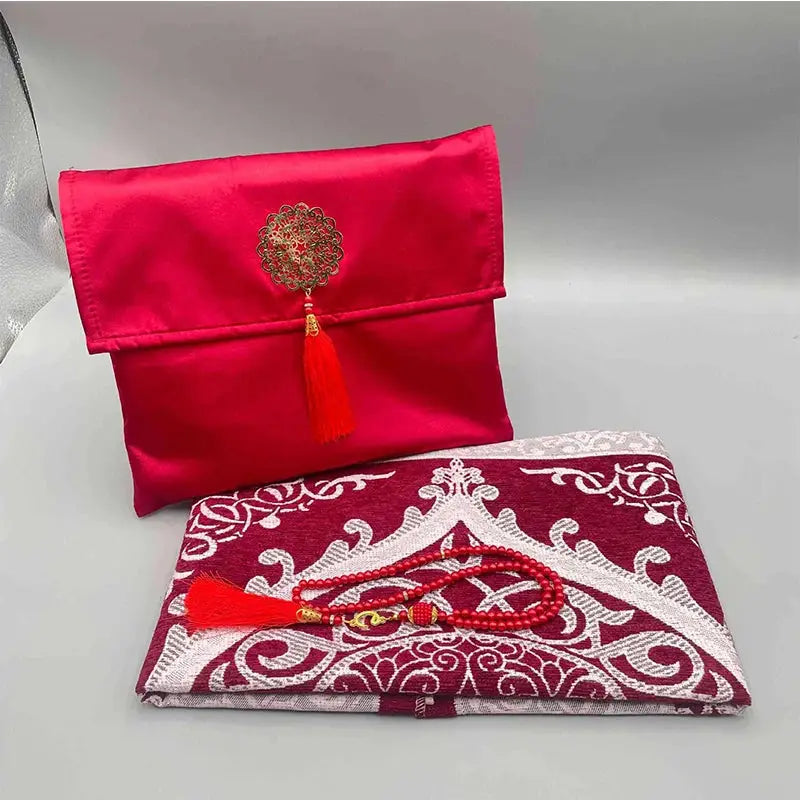 Ramadan Prayer Mat Sets Rug+tasbih +bag, Travel Worship Blanket Islamic Muslim Tasbih sejadah 70*110cm