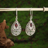 Silver-Plated Carved Flower Drop-Shaped Large Earrings Hypoallergenic Earrings for Women Retro Fashion Casual Party Jewelry