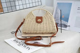 2024 Summer New Artistic Vintage Woven Handbag Single Shoulder Crossbody Bag Beach Vacation Fiberglass Strap Polyester Lining