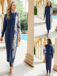 Summer Muslim Women 3 Piece Swimwear Set Hijab Swimsuit Maxi Dress Full Cover Up Islam Summer Abaya Dubai Modest Swimwear 2025