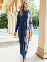 Summer Muslim Women 3 Piece Swimwear Set Hijab Swimsuit Maxi Dress Full Cover Up Islam Summer Abaya Dubai Modest Swimwear 2025