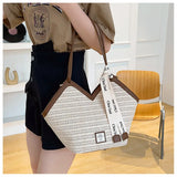 Ladies Beach Bag Vintage Handmade Woven Shoulder Handbag Large Capacity Rattan Bags Summer Vacation Casual Handbags Bolso Mujer