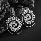 Silver-Plated Carved Flower Drop-Shaped Large Earrings Hypoallergenic Earrings for Women Retro Fashion Casual Party Jewelry