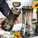 Irregular Transparent Glass Flower Vase 23cm*9cm Big Flower Bottle Tabletop Hydroponic Pot Home Living Room Table Decorations