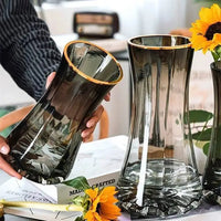 Irregular Transparent Glass Flower Vase 23cm*9cm Big Flower Bottle Tabletop Hydroponic Pot Home Living Room Table Decorations