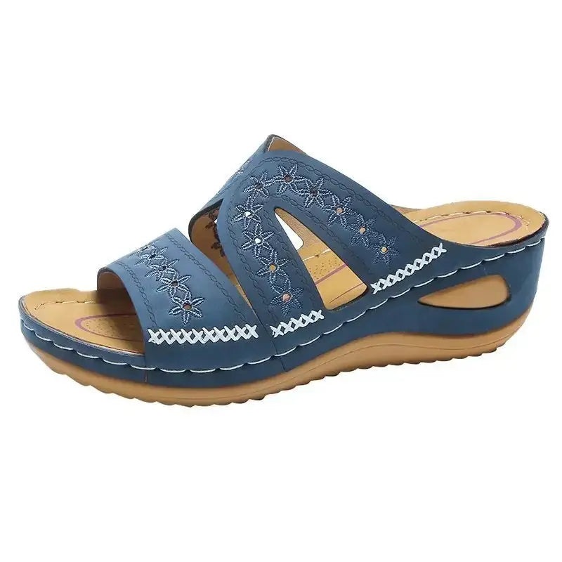 Wedge Ladies Sandals Vintage Slippers for Women Orthopedic Anti-slip Open Toe Sandals Thick Bottom Female Platform Retro Shoes