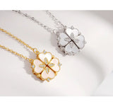 CARLIDANA Luxury Lucky Four Leaf Clover Necklace Love Heart Shell Pendant Choker Necklace for Women Stainless Steel Jewelry Gift