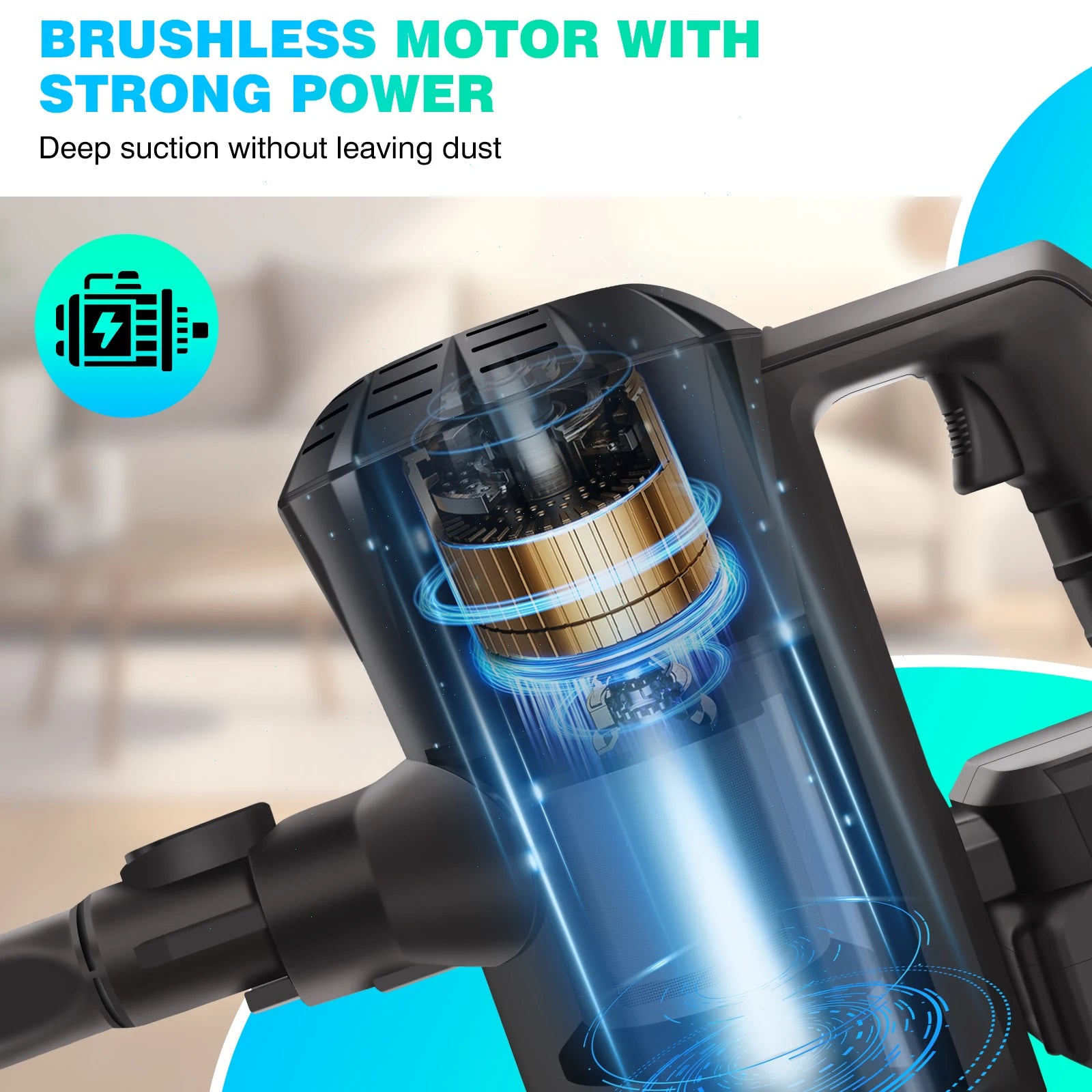 DayPlus Cordless Upright Stick Vacuum Cleaner,3 In 1 Wireles Handheld Vacuum Cleaner 130000RPM Brushless for Carpets, Hard Floor